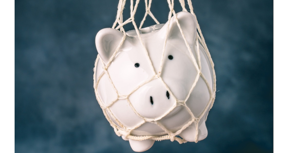 Piggy bank trapped in net-string