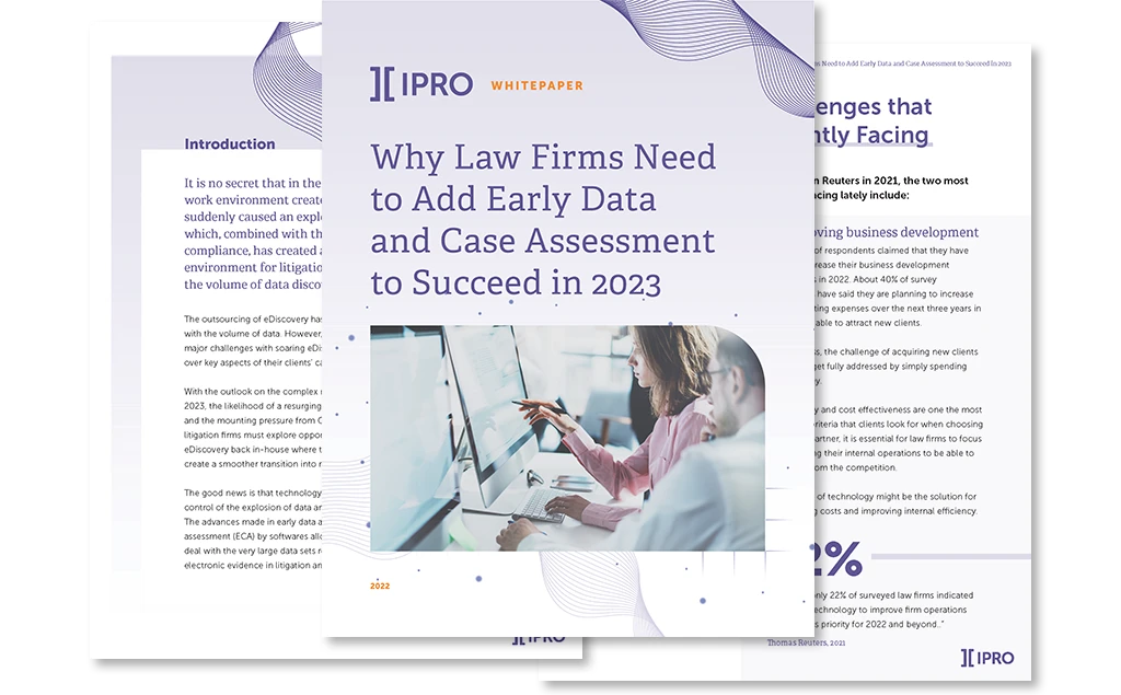 Why Law Firms Need to Add Early Data and Case Assessment to Succeed in 2023 white paper